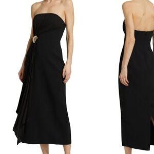 Acler Strapless Black Dress with Elegant Drape